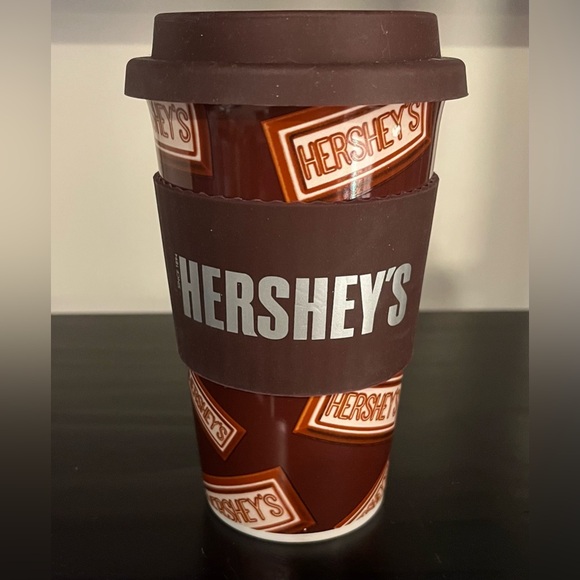 Hershey's Ceramic Brown Travel Mug NeW - Picture 1 of 1